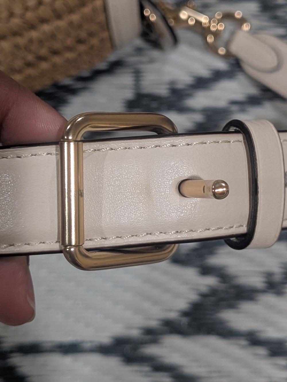 Coach CA547 Kleo Shoulder Bag 17 Natural Straw & White Leather Crossbody - GUC - Picture 14 of 15